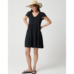 NWT J. Crew Tiered Knit Mini Dress Short Sleeve Black